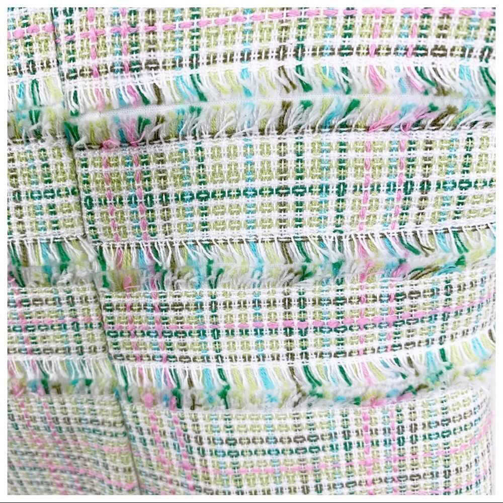 Worth Green/Pink‎ Tulip Tweed Sheath Dress Fringed Sz 2 - Picture 4 of 9
